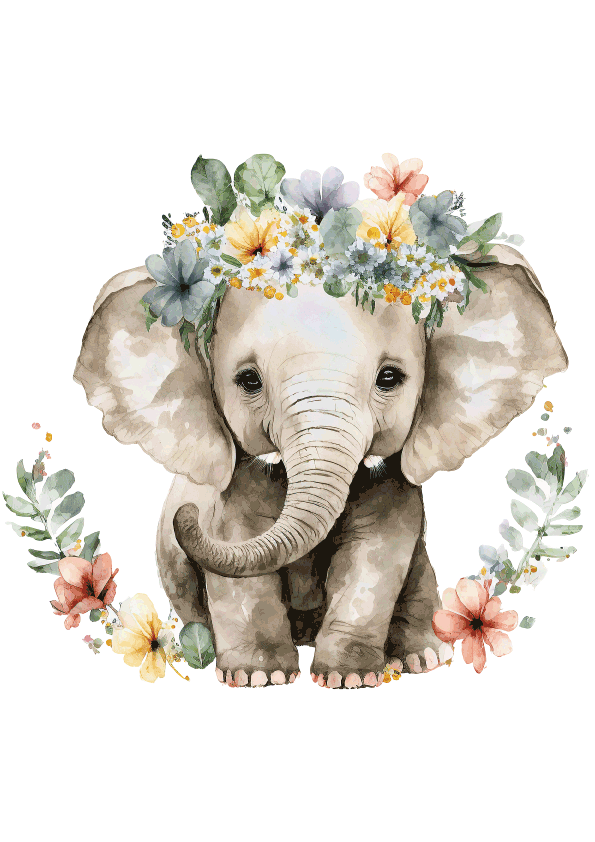 Adorable Baby Elephant Poster My Wall Art for Nursery Décor