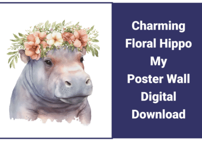 Charming Floral Hippo My Poster My Wall Digital Download Charming Floral Hippo My Poster My Wall Digital Download