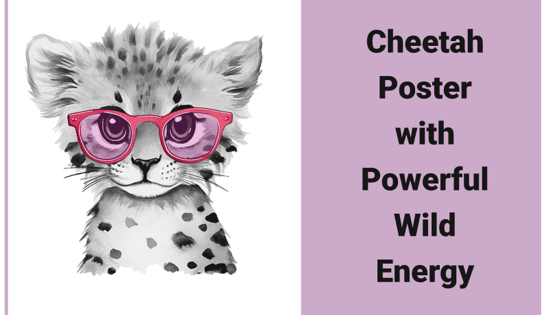 Cheetah Poster with Powerful Wild Energy Cheetah Poster with Powerful Wild Energy