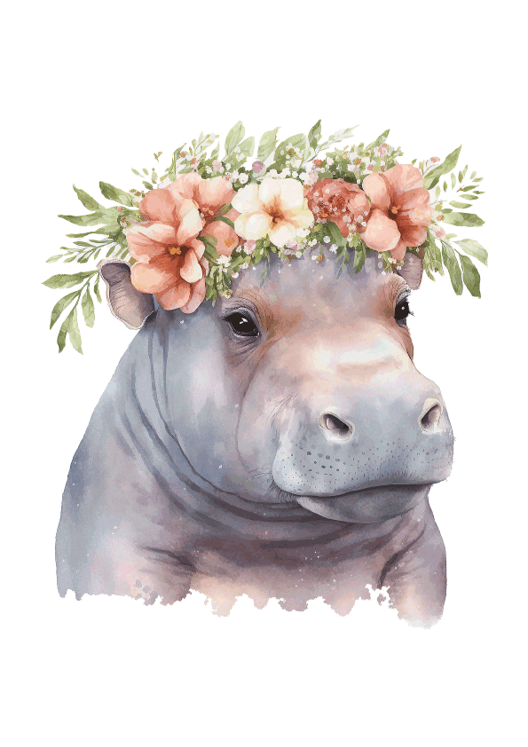 Gentle Baby Hippo My Poster My Wall Printable Design