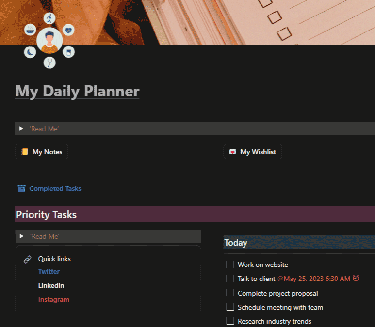 Notion Planner for Daily Productivity