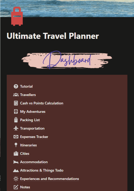 Notion Planner for Ultimate Travel Planning