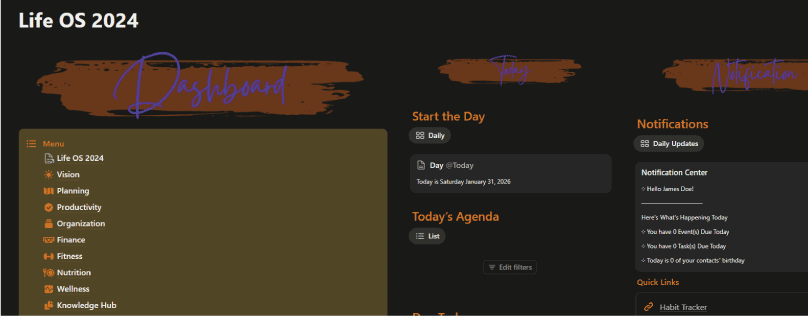 Template Notion for Life Planner Balance