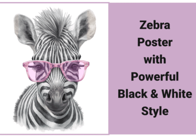 Zebra Poster with Powerful Black-and-White Style Zebra Poster with Powerful Black-and-White Style