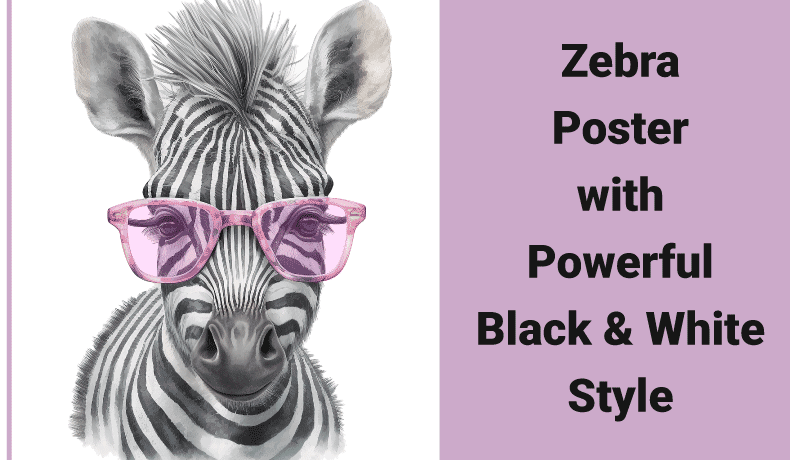 Zebra Poster with Powerful Black-and-White Style