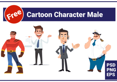 Cartoon Character Male Powerful PSD Design Pack