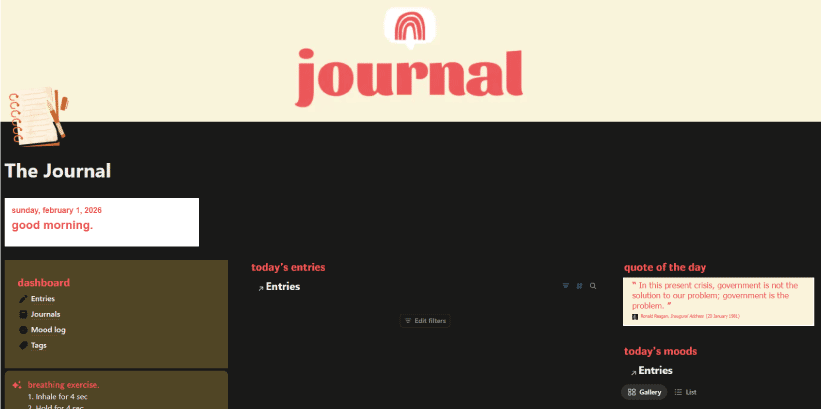 Notion Journal Template Free That Encourages Daily Reflection