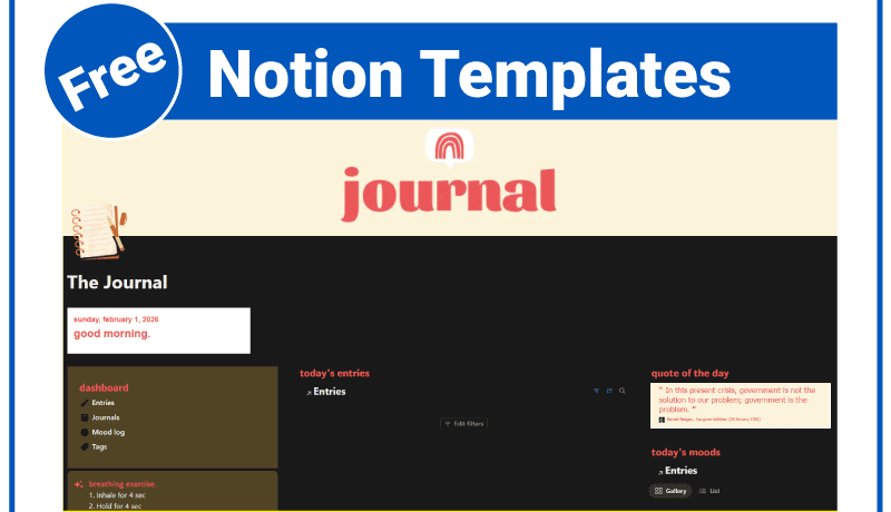 Notion Journal Template Free with Powerful Reflection Notion Journal Template Free with Powerful Reflection