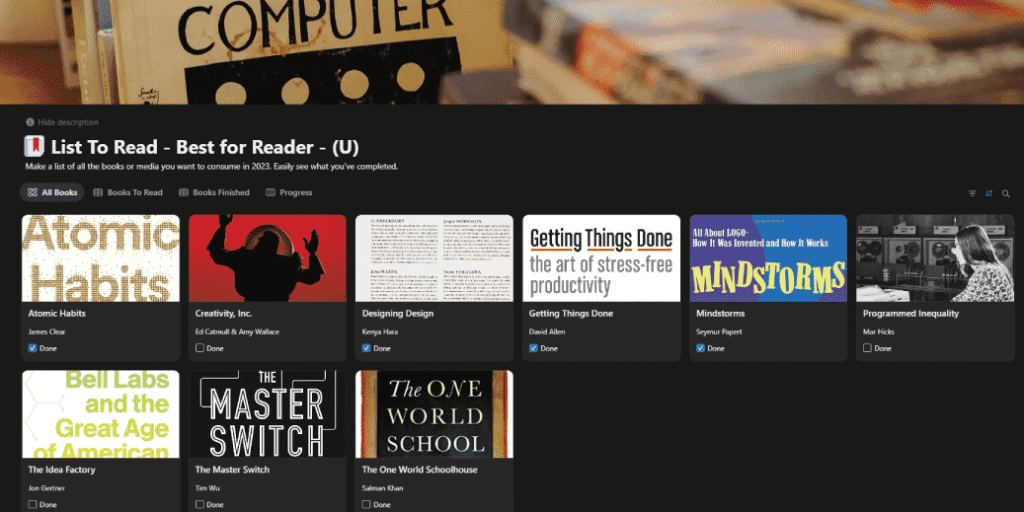 Notion Reading List That Centralizes All Reading Plans