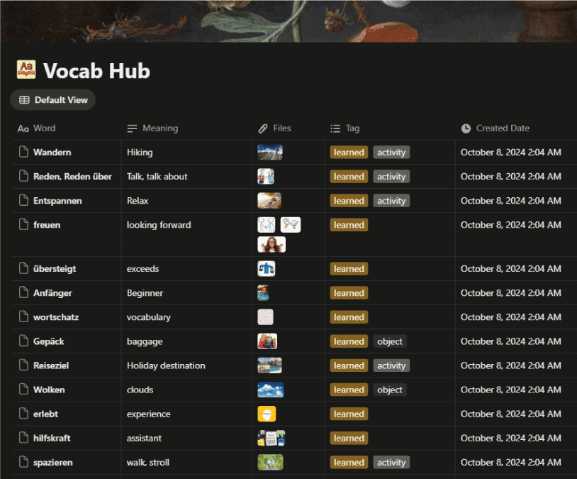 Notion Vocabulary Template Free A Smart Way to Build Your Word Bank