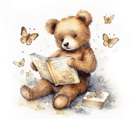bear reading a book - Why Gentle Artwork Matters in Children’s Spaces